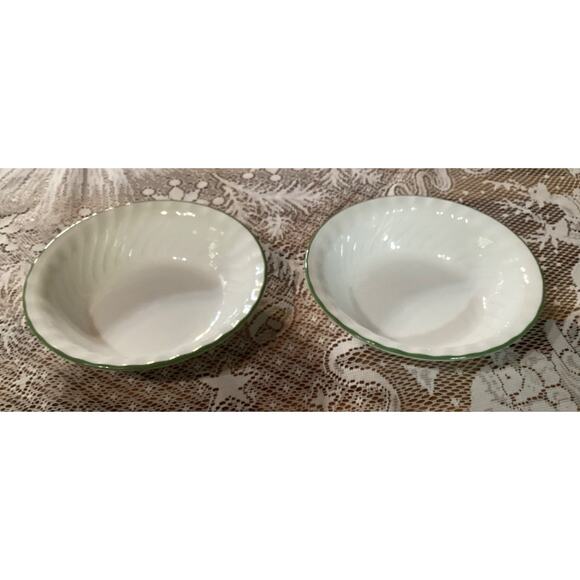 Set of 2 Corelle Country Cottage Small Bowls 7.25” Green Band on Rim - Picture 6 of 10